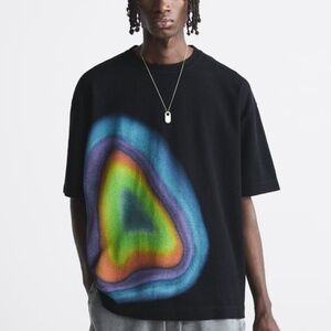 NEW ZARA Abctract knit men t-shirt size M 100% cotton